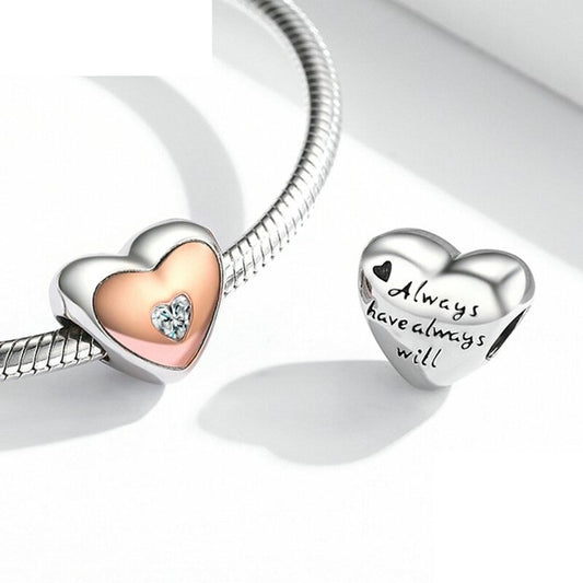 Domed Two-Colour Heart Charm