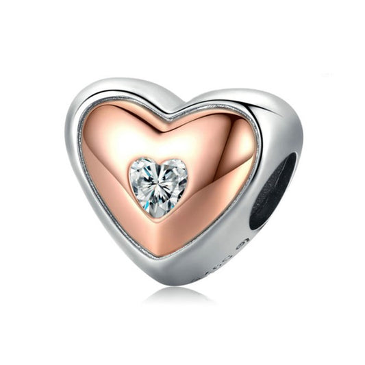 Domed Two-Colour Heart Charm