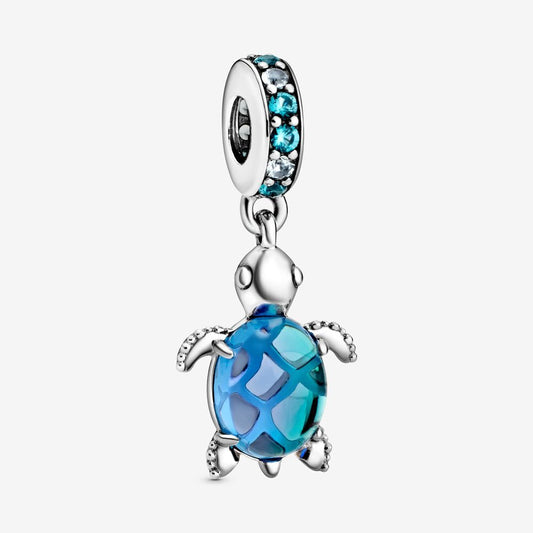 Glass Blue Sea Turtle Dangle Charm