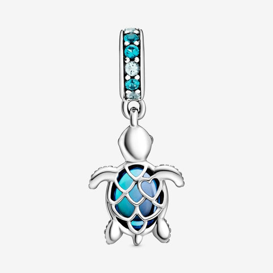 Glass Blue Sea Turtle Dangle Charm