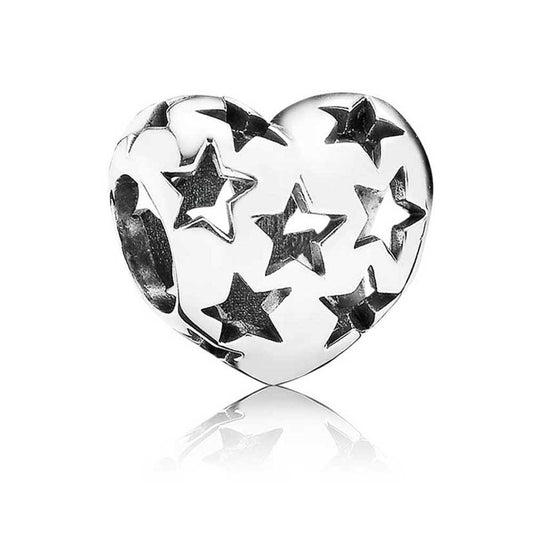 Cut-Out Stars Openwork Heart Charm