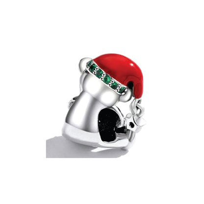 Christmas Bear Embrace Red Heart Charm