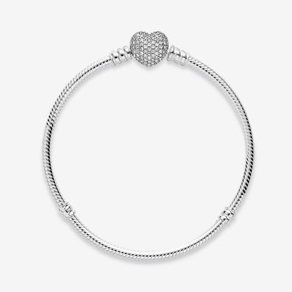 Sparkling Heart Clasp Snake Chain Bracelet