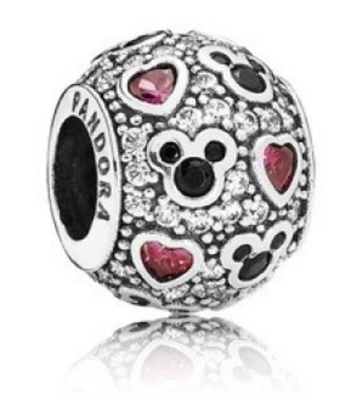 Sparkling Mickey Character and Hearts Ball Bead Charm