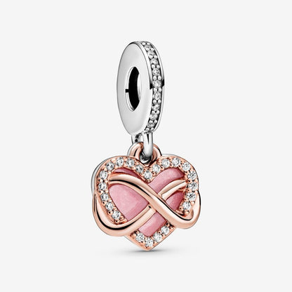 Sparkling Infinity Heart Double Dangle Charm