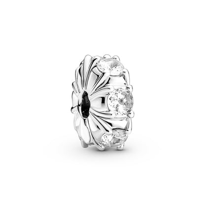 Long Pronged Sparkling Clip Charm - Silver