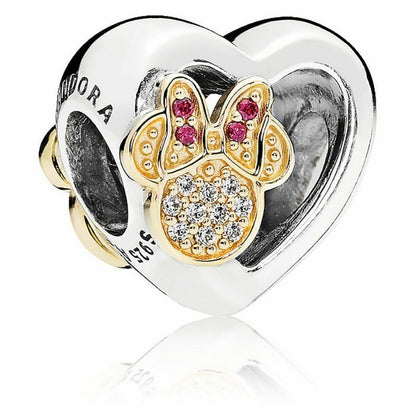Double-Sided Heart Mickey & Minnie Character Heart Charm