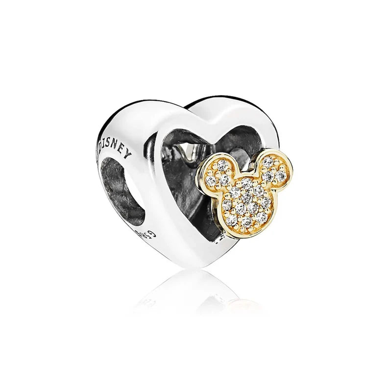 Double-Sided Heart Mickey & Minnie Character Heart Charm