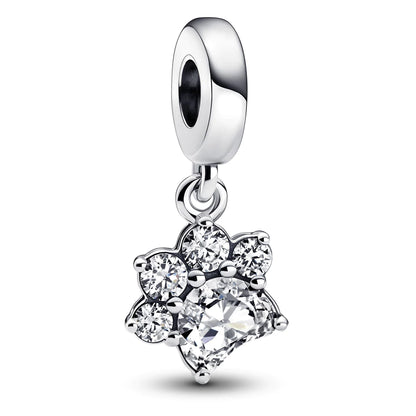Sparkling Pet Paw Print Dangle Charm
