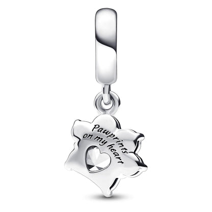 Sparkling Pet Paw Print Dangle Charm