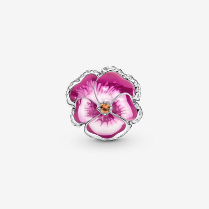 Pink Pansy Flower Charm
