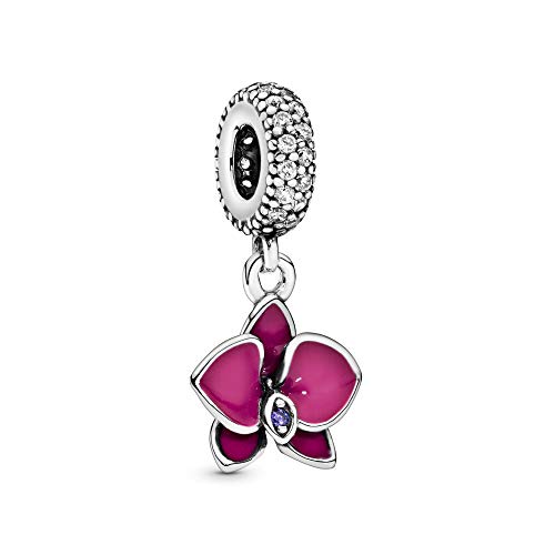 Pink Orchid Flower Dangle Charm