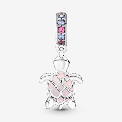 Glass Pink Sea Turtle Dangle Charm