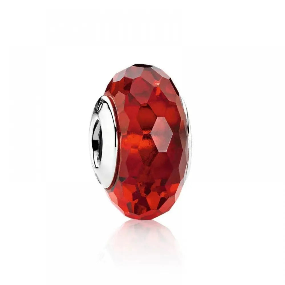 Red Faceted Murano