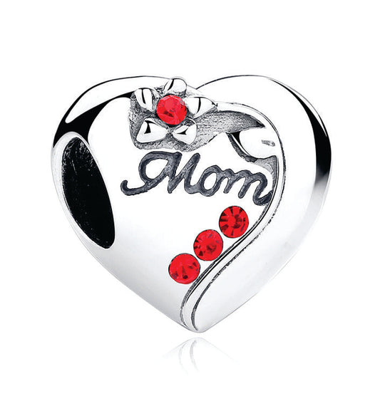Silver Mom Heart Charm