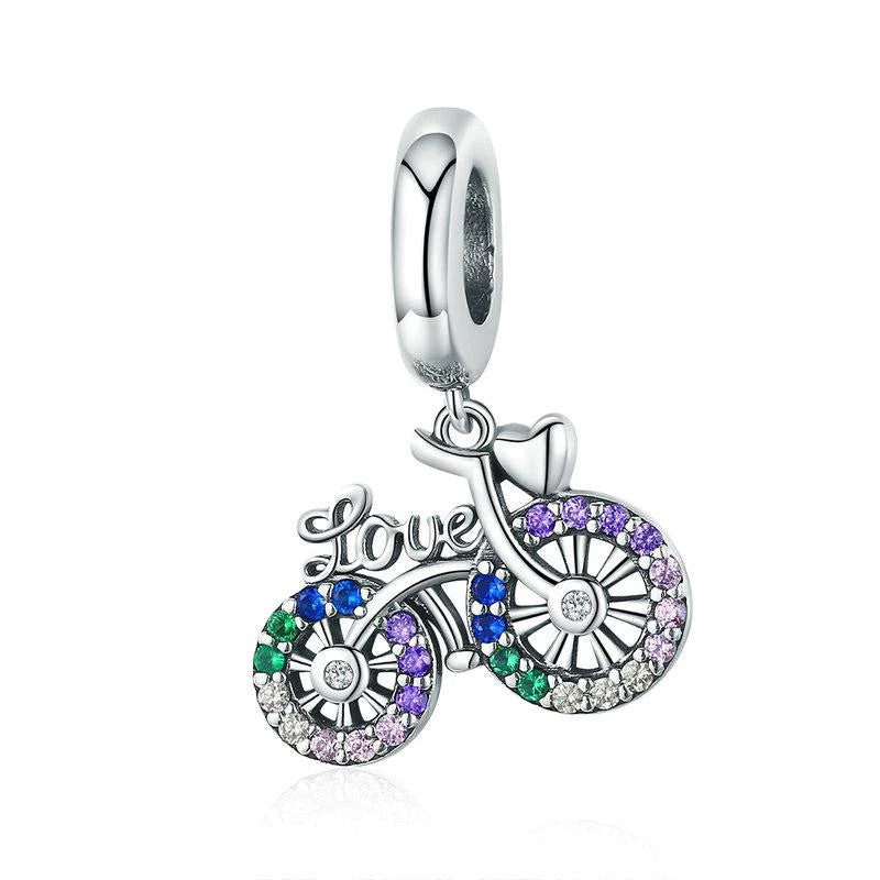 Sparkling Colourful Bicycle Dangle Charm