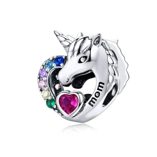 Unicorn For Mom Heart Charm