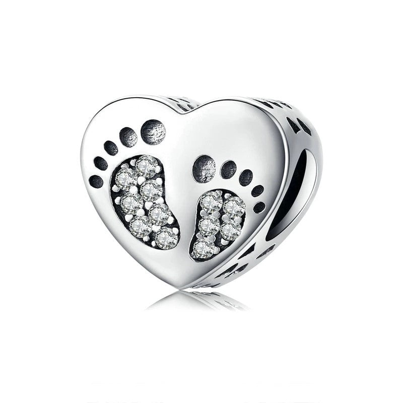 Footprints Heart Charm