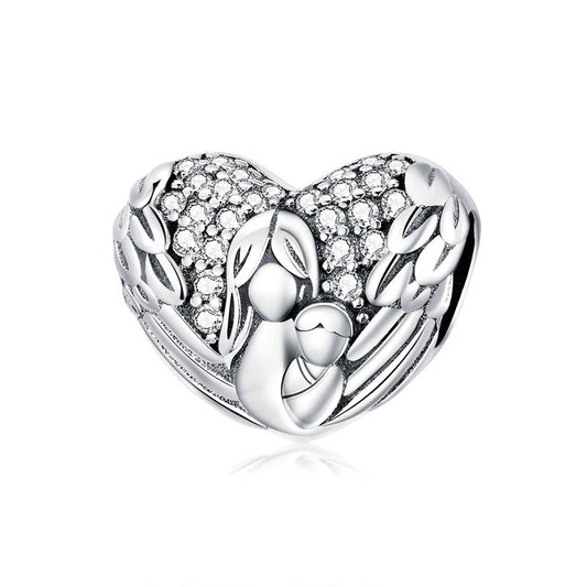 Angel Wings Motherly Love Heart Charm