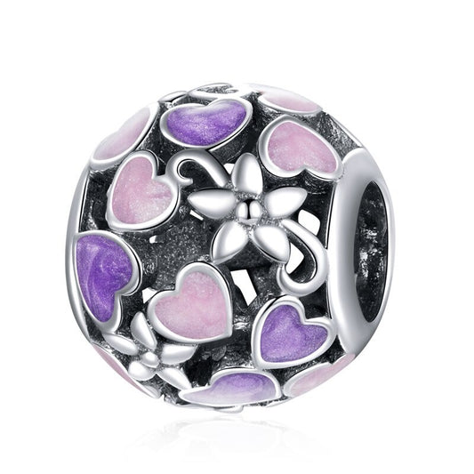 Enamel Hearts Charm - Purple