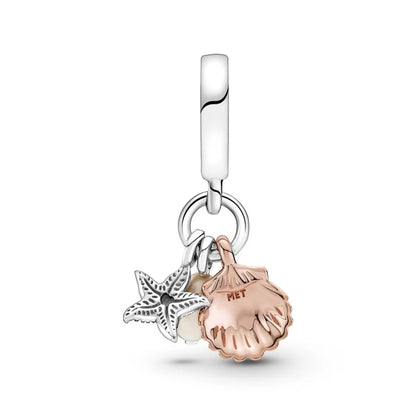 Freshwater Pearl, Starfish & Shell Triple Dangle Charm