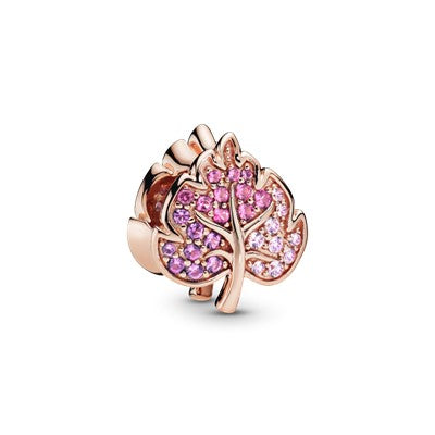 Sparkling Leaf Charm - Rose