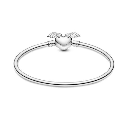 Winged Heart Bangle Bracelet