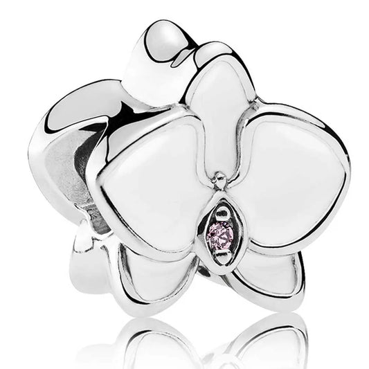 White Orchid Flower Charm