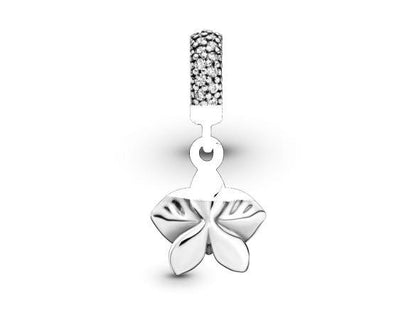 White Orchid Flower Dangle Charm