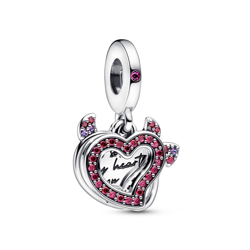 Devil Heart Double Dangle Charm