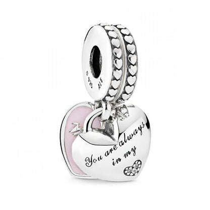 Mother & Daughter Hearts Split Dangle Charm