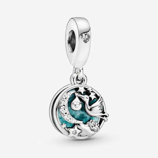Stork And Twinkling Stars Dangle Charm