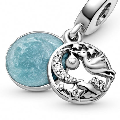 Stork And Twinkling Stars Dangle Charm