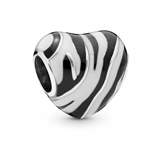 Zebra Stripes Heart Charm
